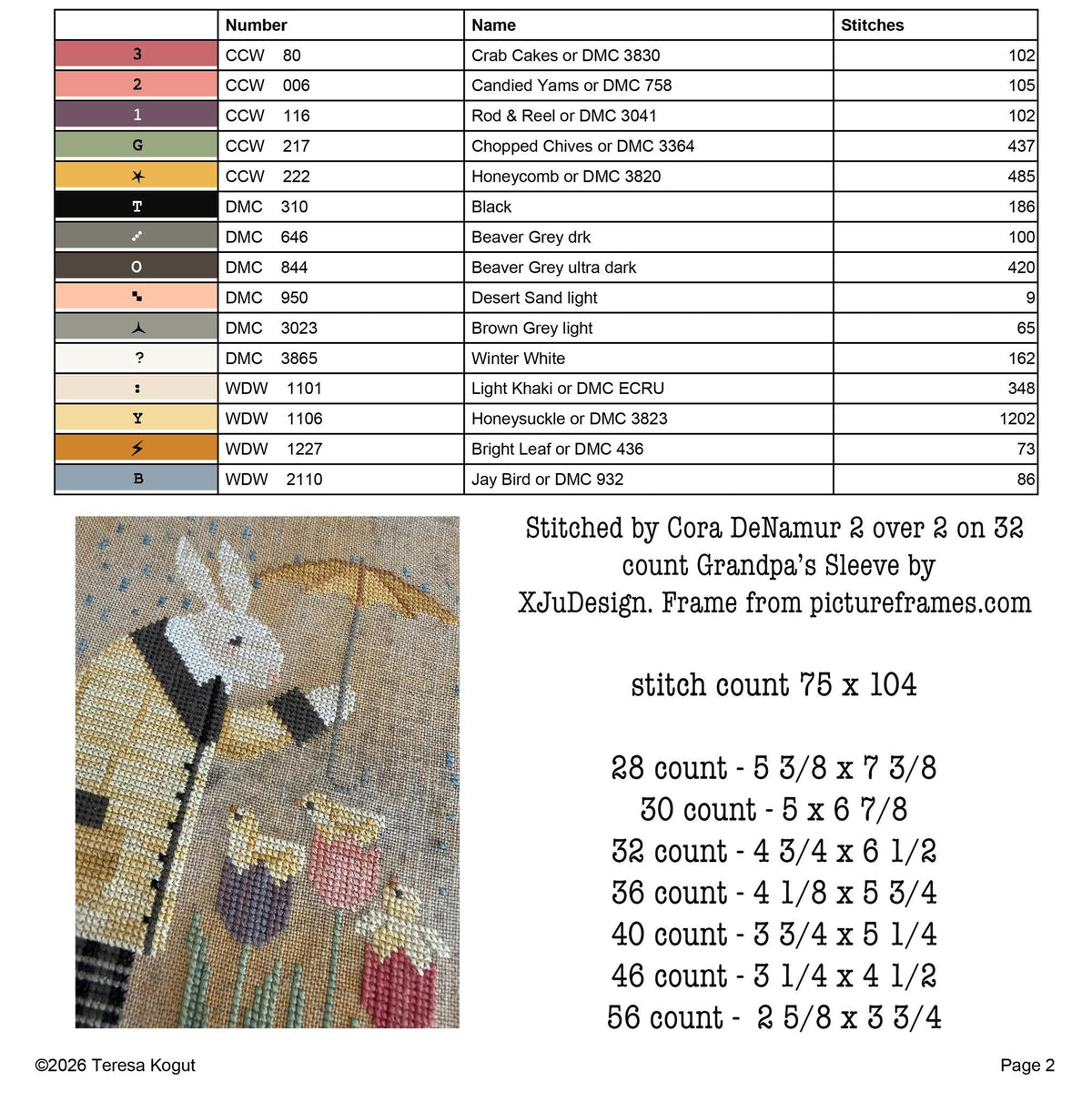 Spring Rain Cross Stitch by Teresa Kogut - Paper Pattern