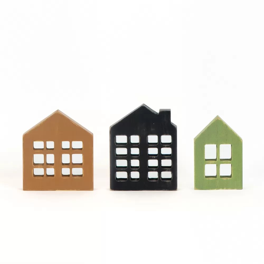 Houses | Feeling Frosty Collection | 3x6x1 wood cutout houses set of three | 71187