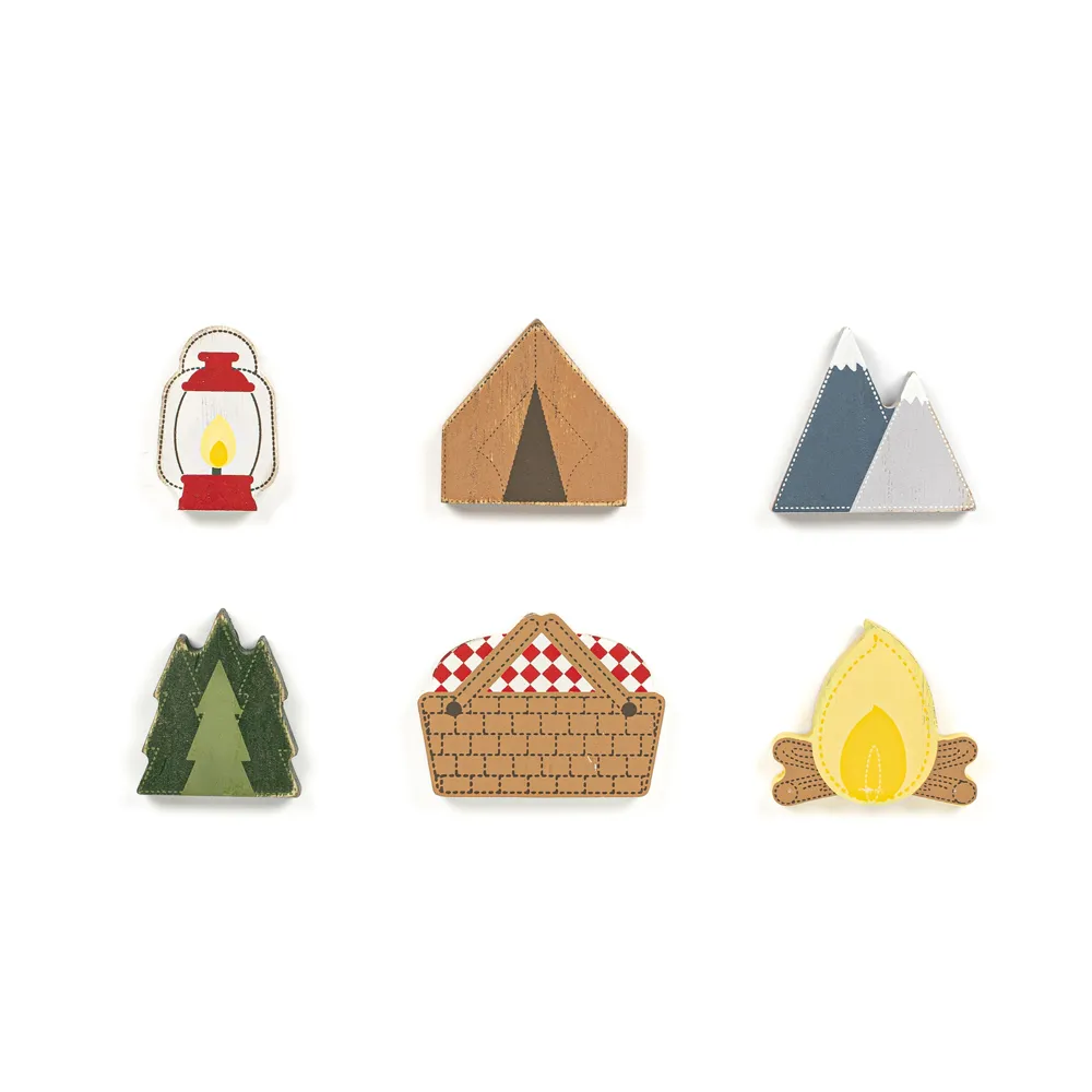 Camping | Letterboard Collection | 2x2x.25 wood shapes set of six | 15727