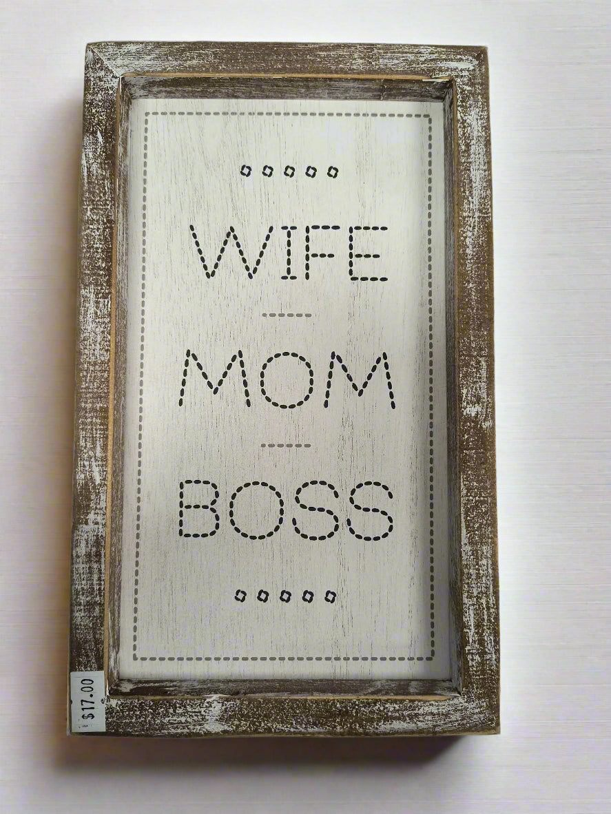 Mom/Motherhood | 10x6x1.5 reversible wood frame sign
