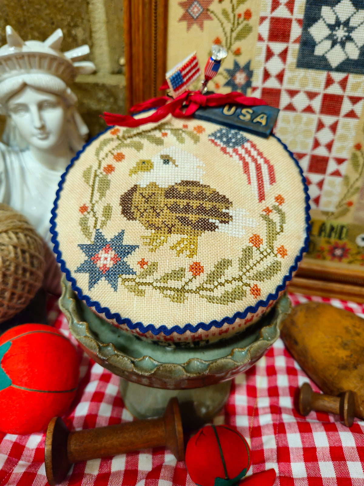 Heal Our Land Pin Drum Shortie Cross Stitch by Quaint Rose Needlearts - Paper Pattern