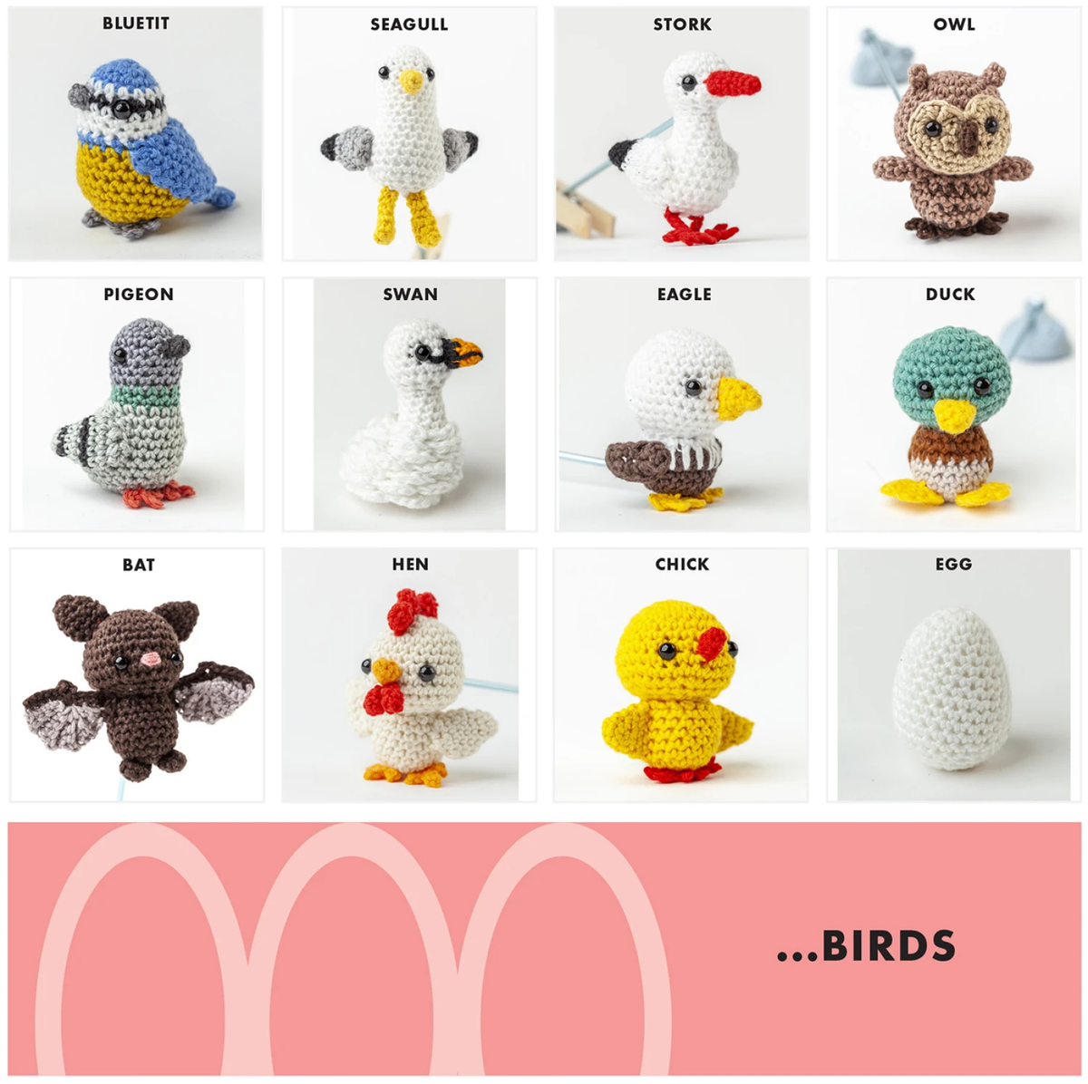 Mini Amigurumi Birds Crochet Book by Sarah Abbondio - Paper Pattern