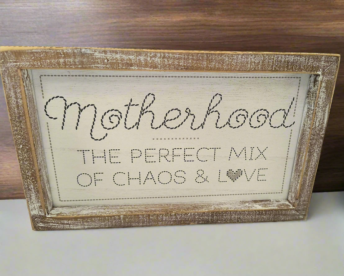 Mom/Motherhood | 10x6x1.5 reversible wood frame sign
