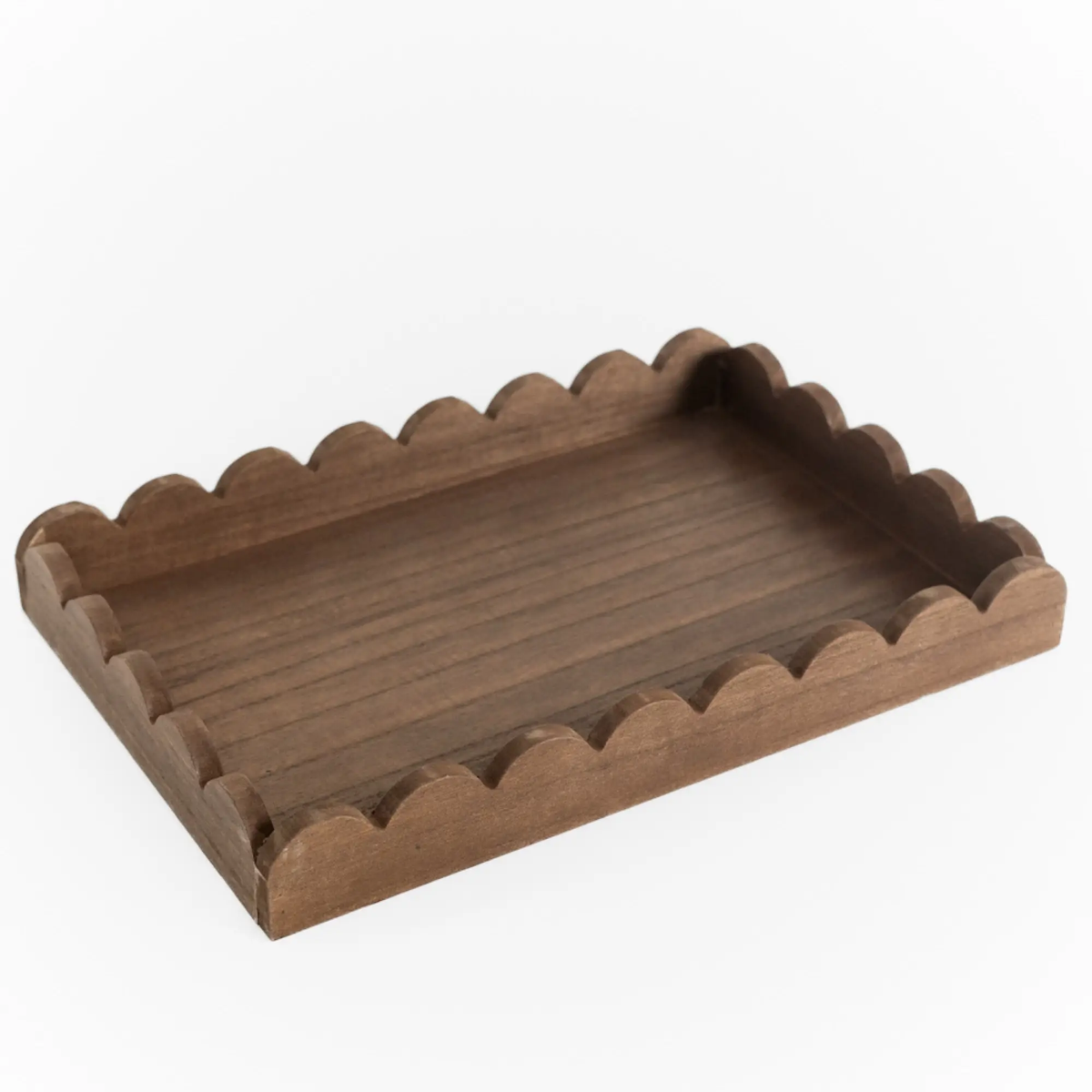 Wood Scallop Tray - 13x9x2