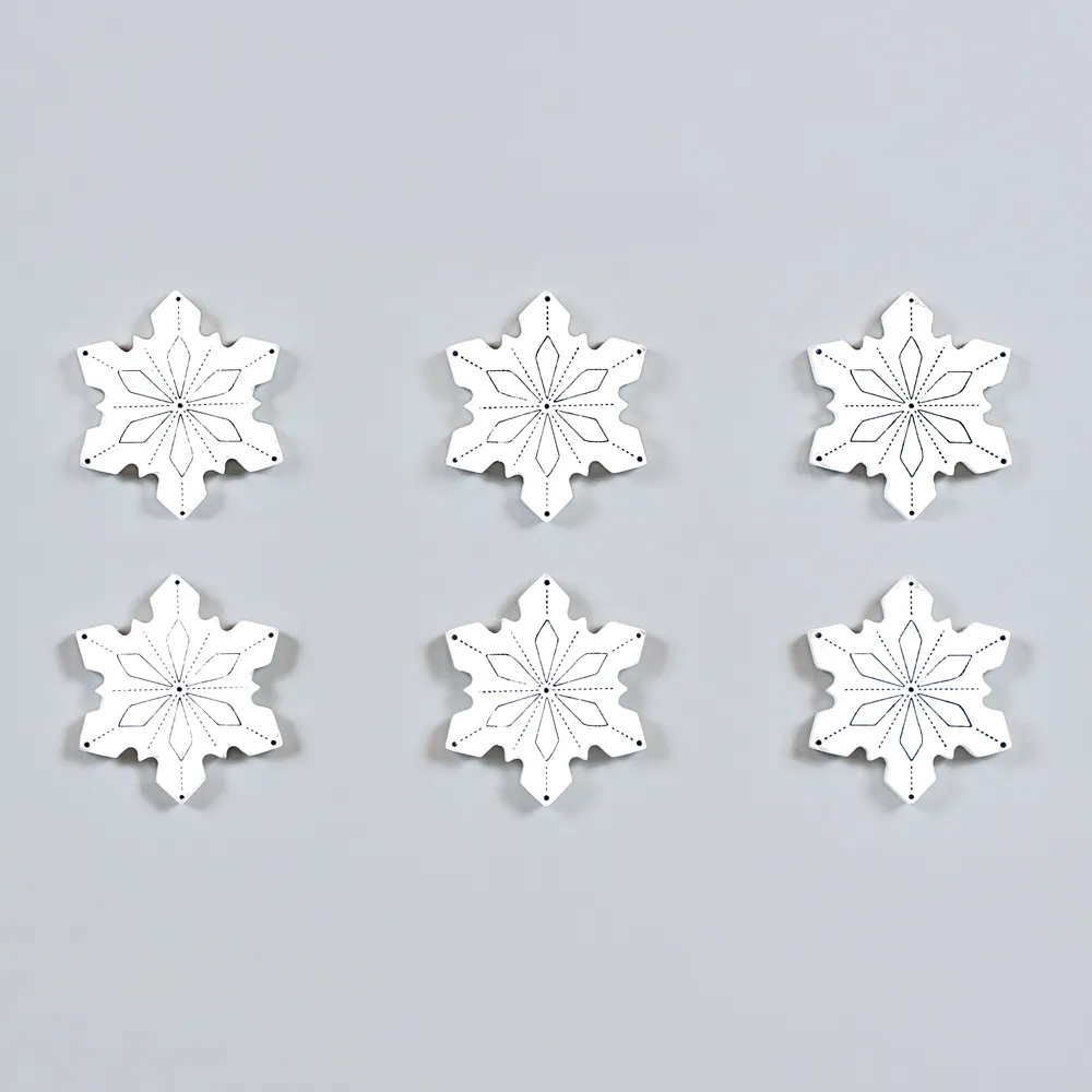 Snowflakes | Mid Century Christmas Collection | 2x2x.25 wood shapes set of six | 75338