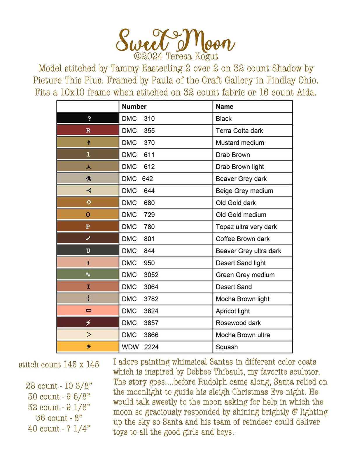 Sweet Moon Cross Stitch by Teresa Kogut - Paper Pattern