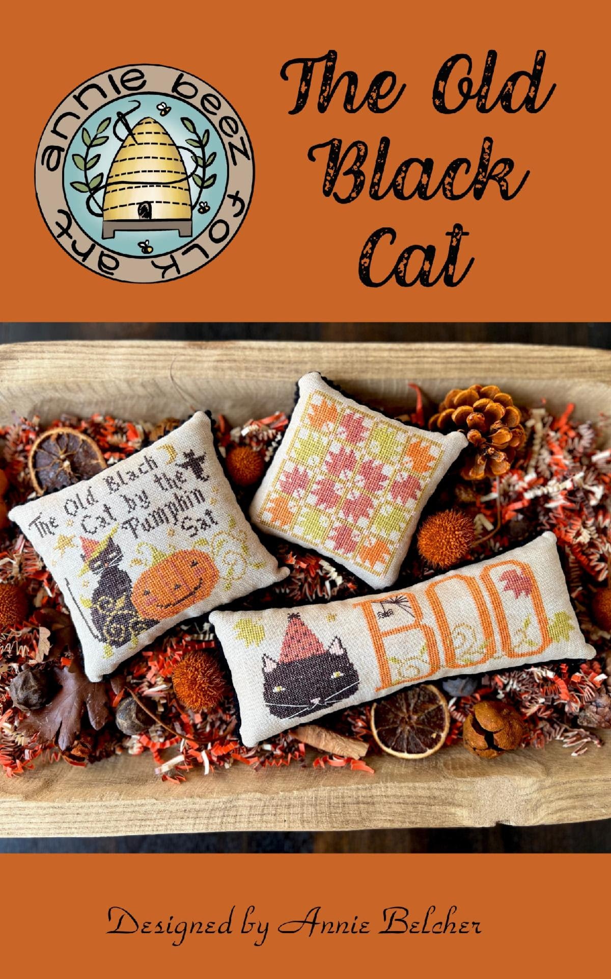 The Old Black Cat Cross Stitch by Annie Beez Folk Art - Paper Pattern