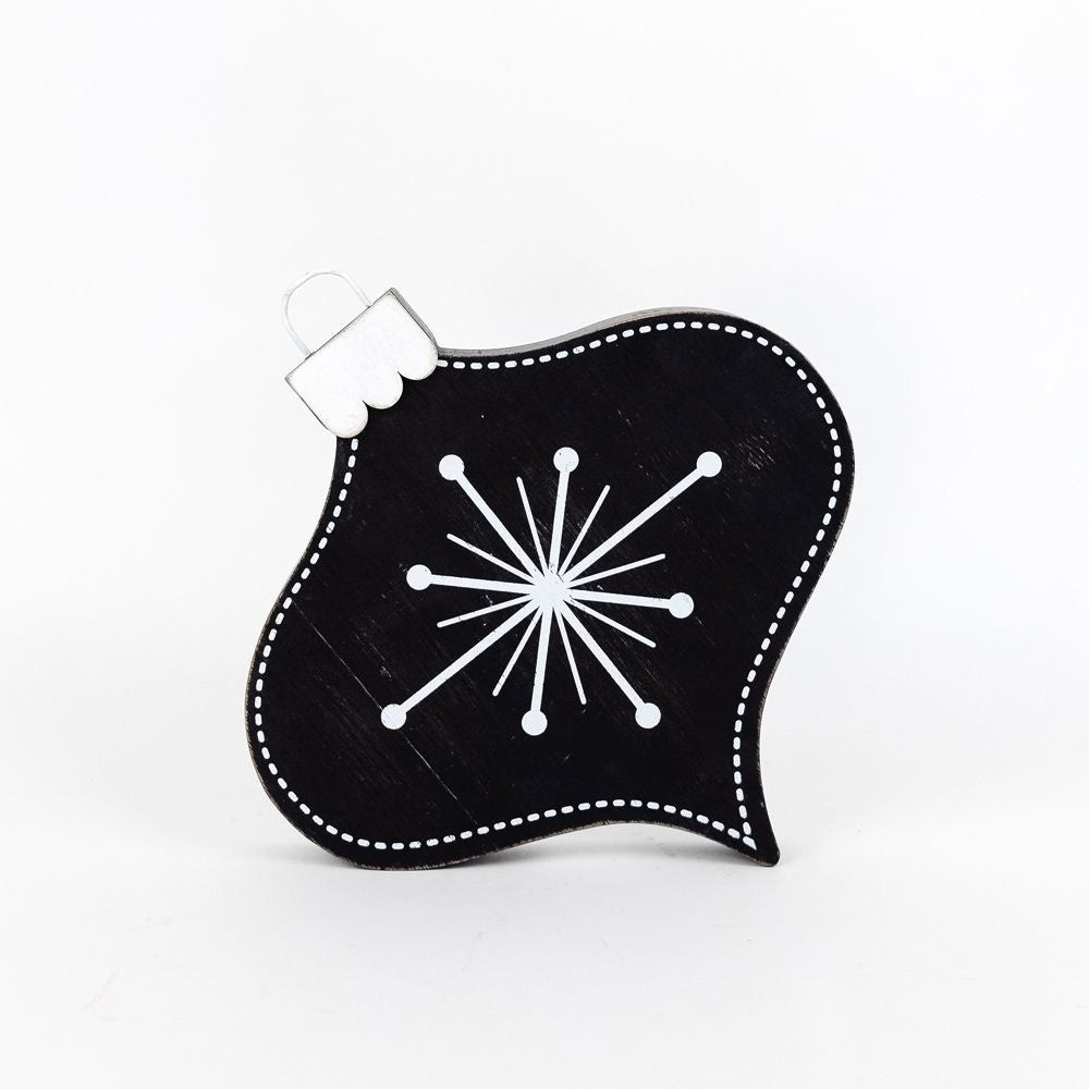 Teardrop Ornament | Mid Century Christmas Collection | 8x8x1.5 rvsbl wd shp (green, black, white) | 75422