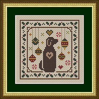 Dog With Holly And Ornaments Cross Stitch by Happiness is Heartmade - Paper Pattern
