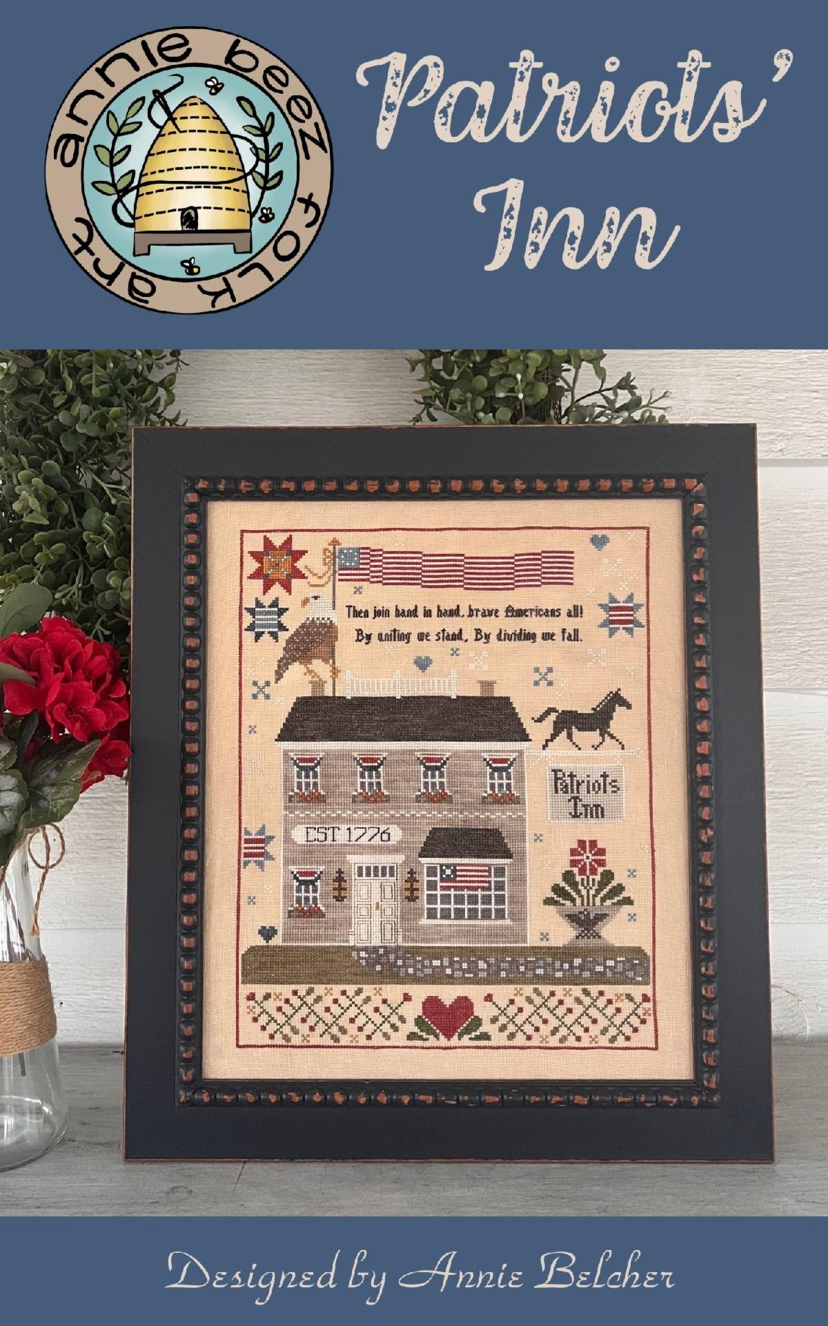 Pre-Order - Patriot&#39;s Inn Cross Stitch by Annie Beez Folk Art - Paper Pattern