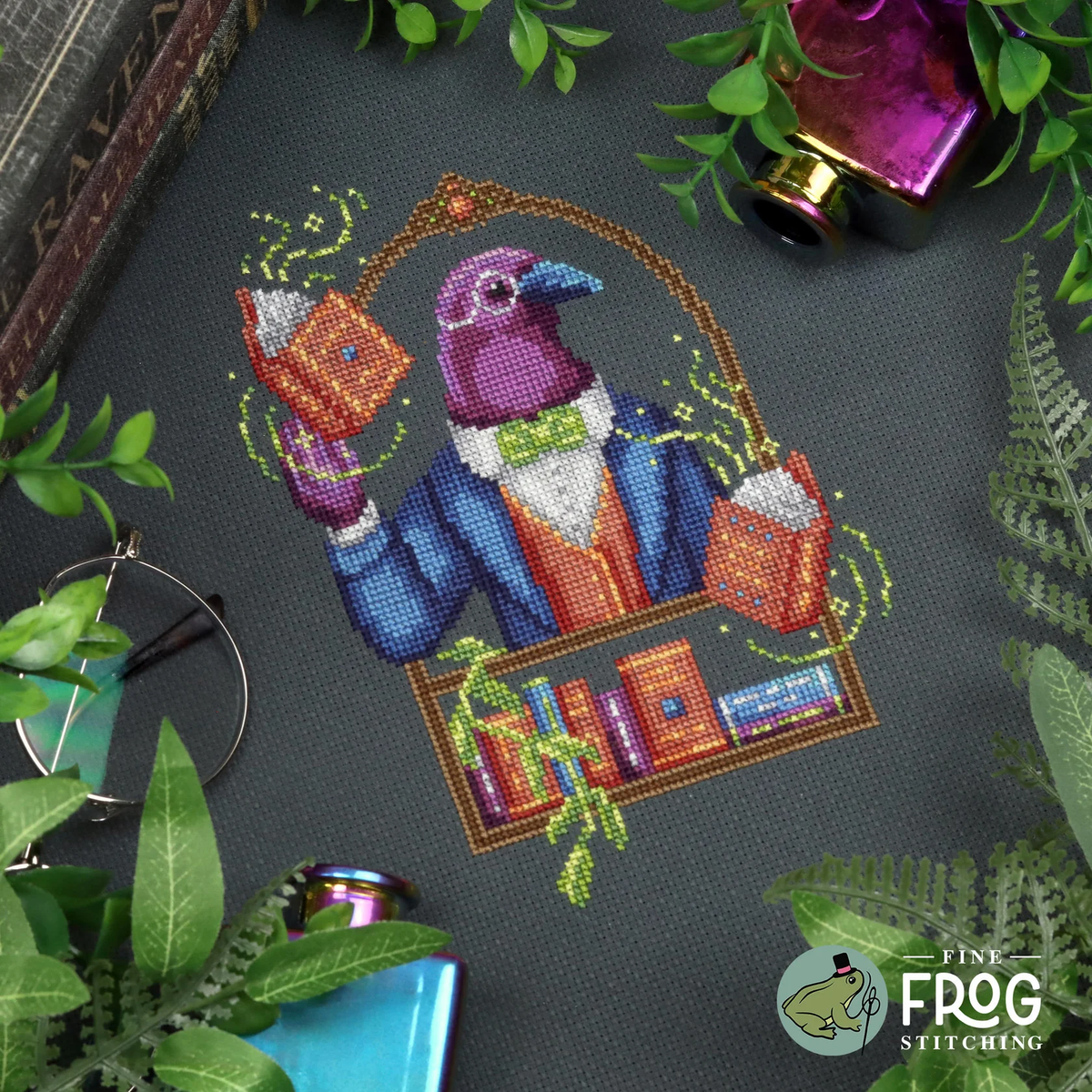 Pre-Order - Crow Librarian Cross Stitch by Fine Frog Stitching - Paper Pattern