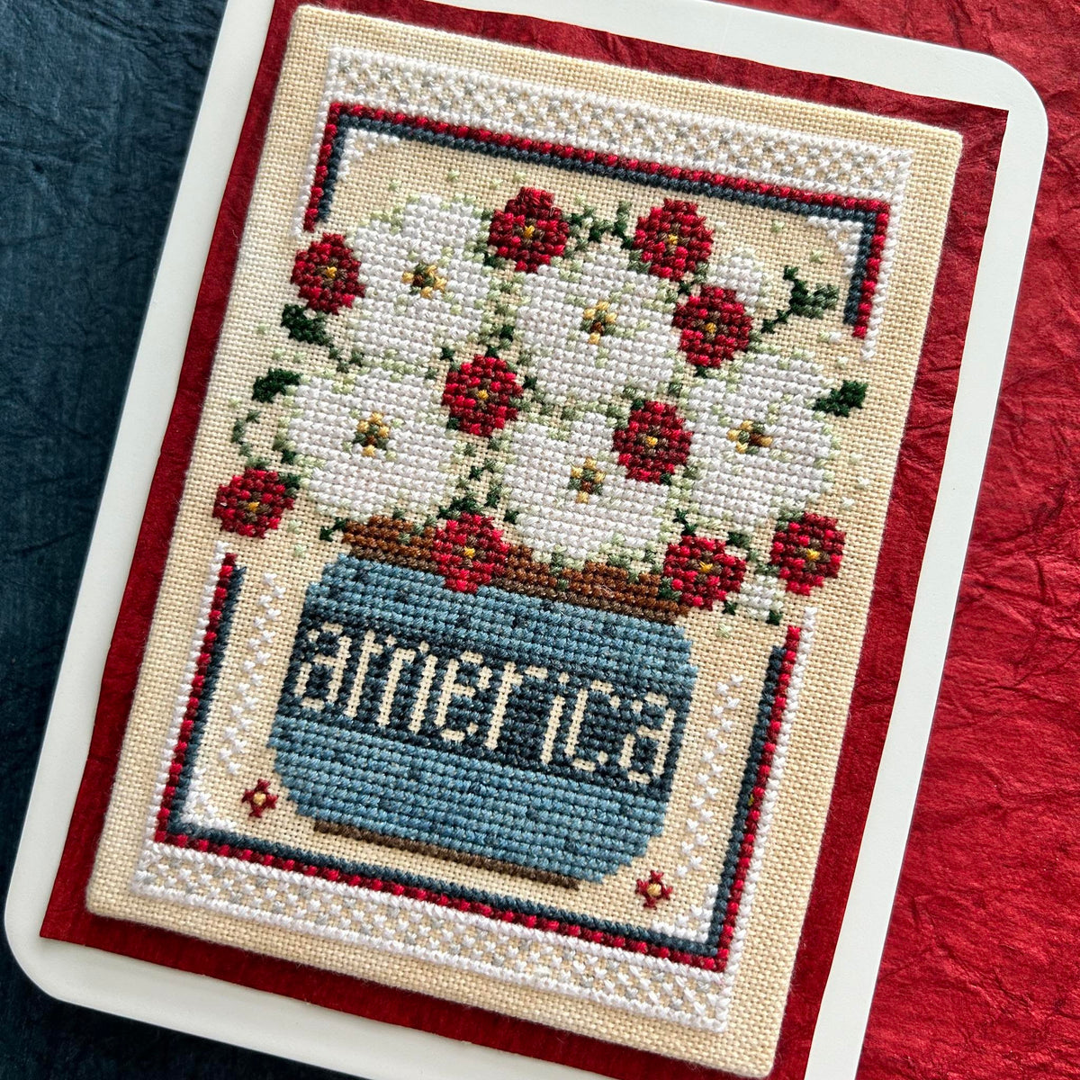 Patriotic Petunias Cross Stitch by Sweet Wing Studio - Paper Pattern
