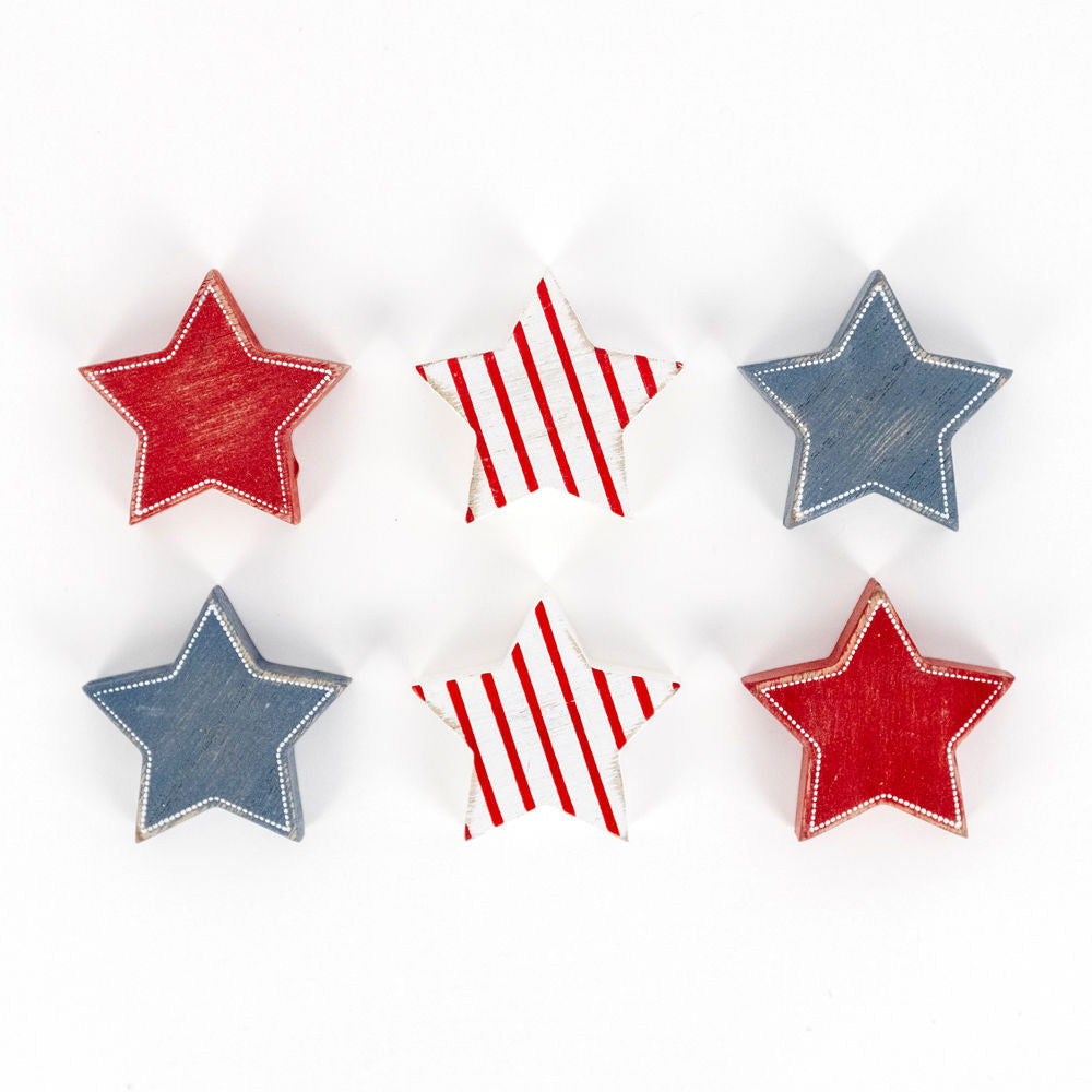 USA Stars | Stars &amp; Stripes Collection | 2x2x.25 wood shapes set of six     45102