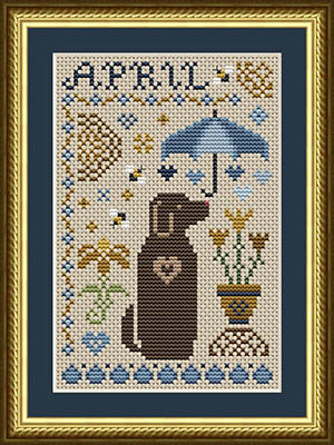 April Dog Cross Stitch by Happiness is Heartmade - Paper Pattern