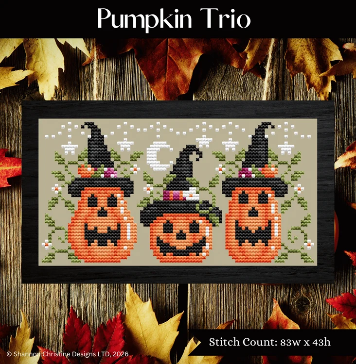 Pumpkin Trio Cross Stitch by Shannon Christine - Paper Pattern