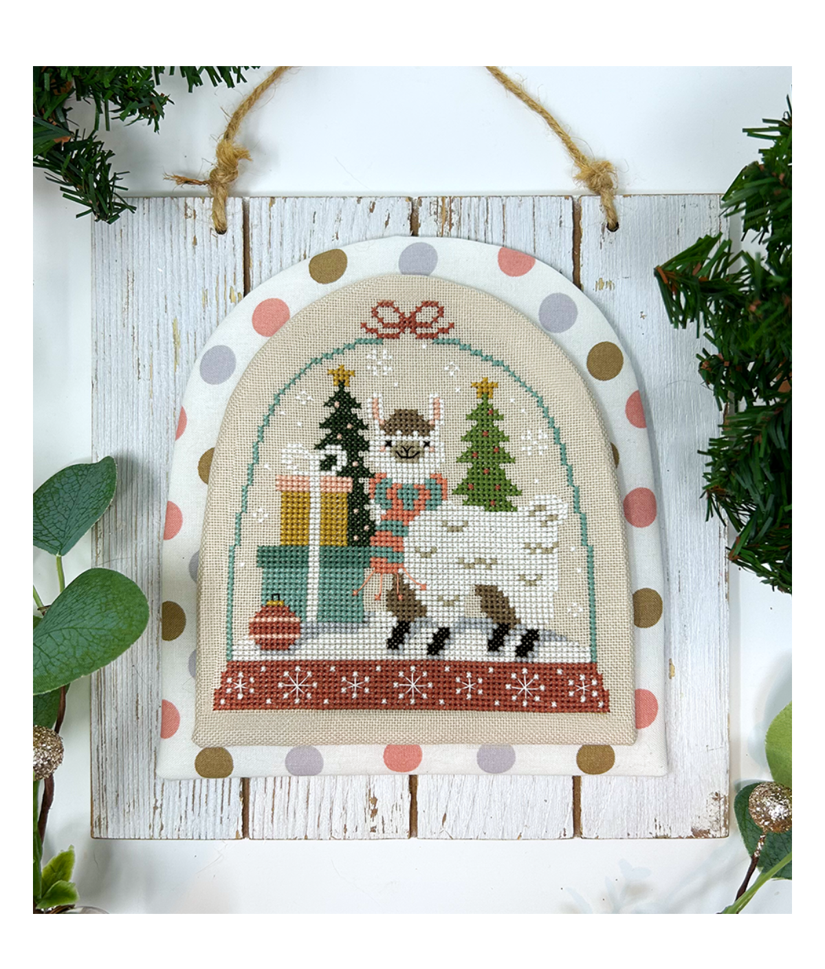 Winter Forest Snowglobes: Llama Cross Stitch by Tiny Modernist - Paper Pattern