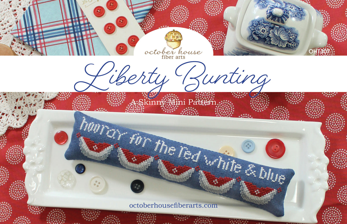 Liberty Bunting Cross Stitch by October House Fiber Arts - Paper Pattern