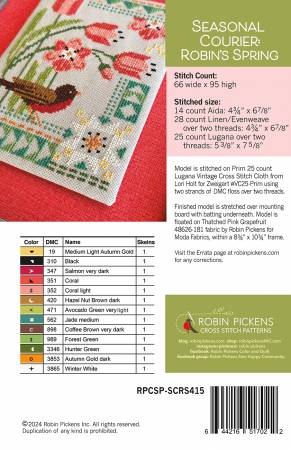Seasonal Courier: Robin&#39;s Spring by Robin Pickens - Paper Pattern
