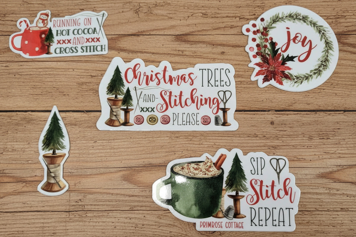 Christmas Stitching Stickers -  by Lindsey Weight of Primrose Cottage