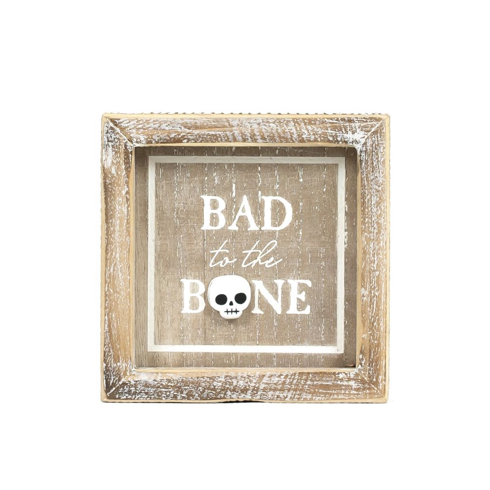 Skull &amp; Bone | Bad To The Bone Collection | 5x5x1.5 reversible wood frame sign 55288