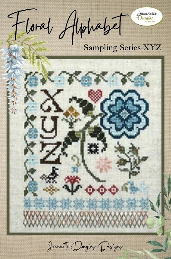 PRE-ORDER - Floral Alphabet Sampling Series: XYZ Cross Stitch by Jeannette Douglas Designs - Paper Pattern