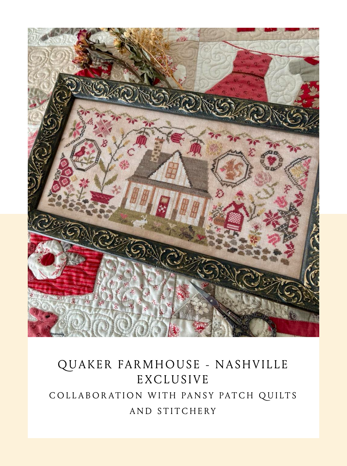 Quaker Farmhouse Cross Stitch by Blueberry Ridge Designs & Pansy Patch Quilts & Stitchery - Paper Pattern