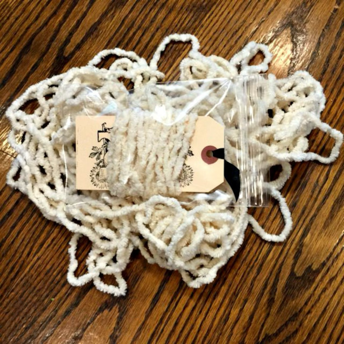 Chenille Trim - Vanilla Hand-Dyed 100% Cotton  by Lady Dot Creates