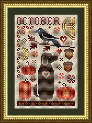October Dog Cross Stitch by Happiness is Heartmade - Paper Pattern