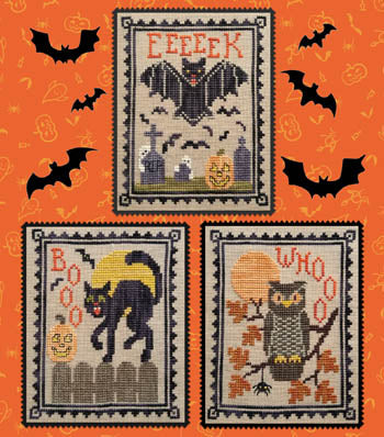 Halloween Critter Trio Cross Stitch by Waxing Moon Designs - Paper Pattern