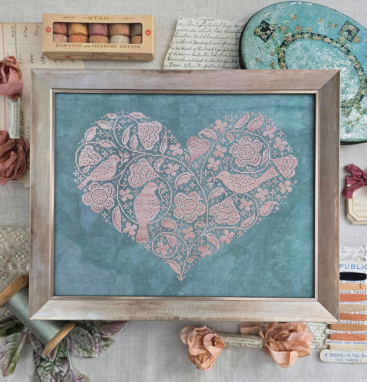 Sweet Heart Cross Stitch by Liz Mathews - Paper Pattern