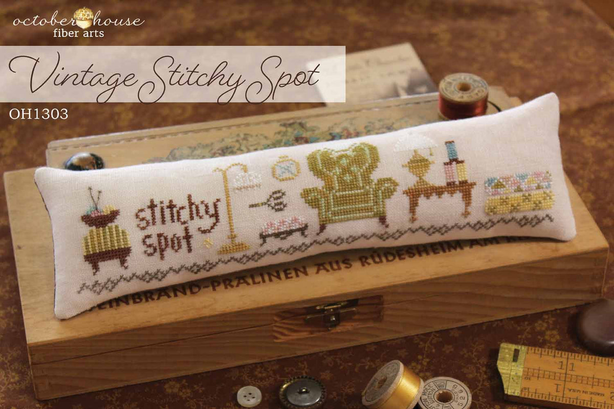 Vintage Stitchy Spot Cross Stitch by October House Fiber Arts - Paper Pattern