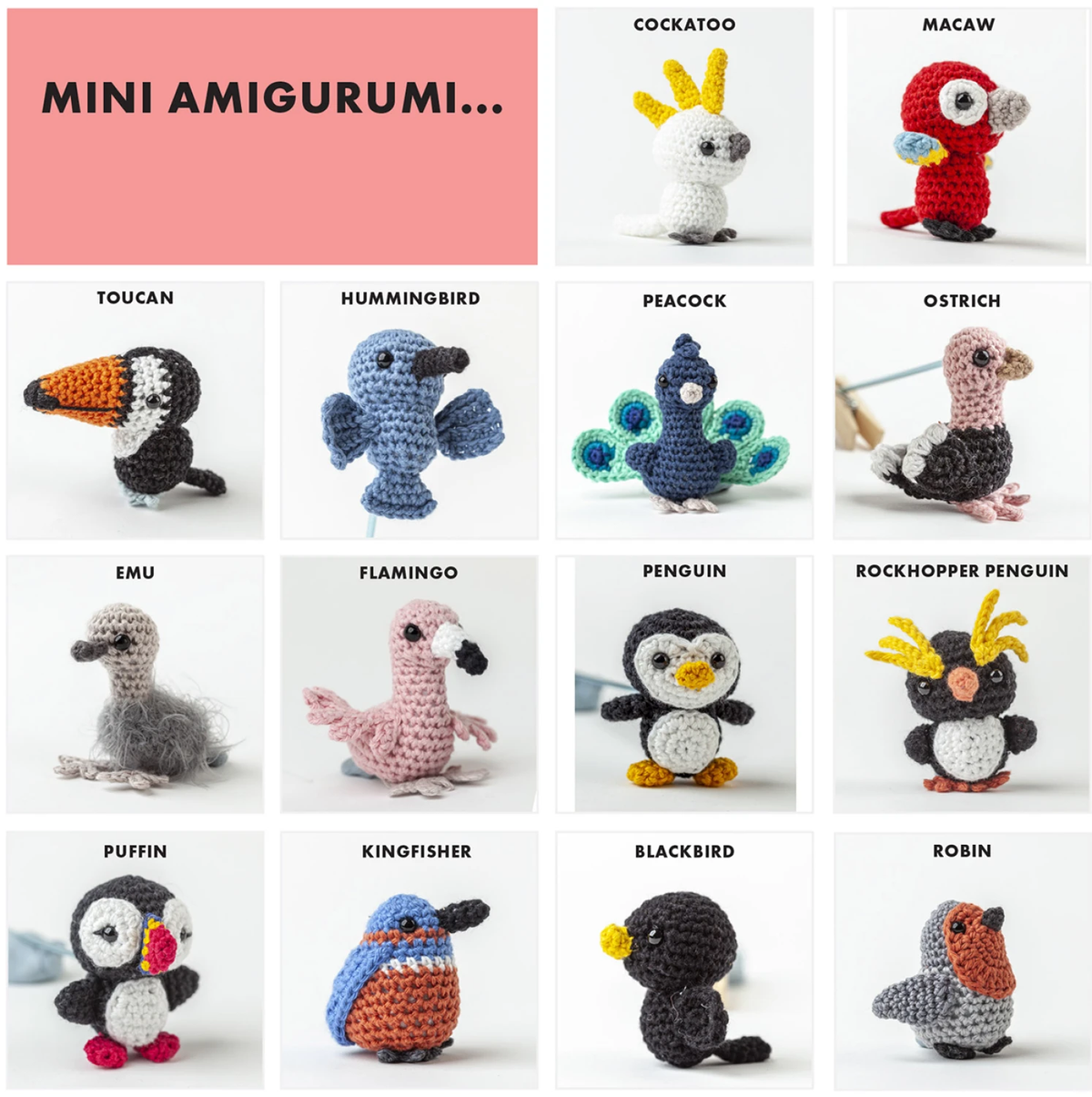 Mini Amigurumi Birds Crochet Book by Sarah Abbondio - Paper Pattern