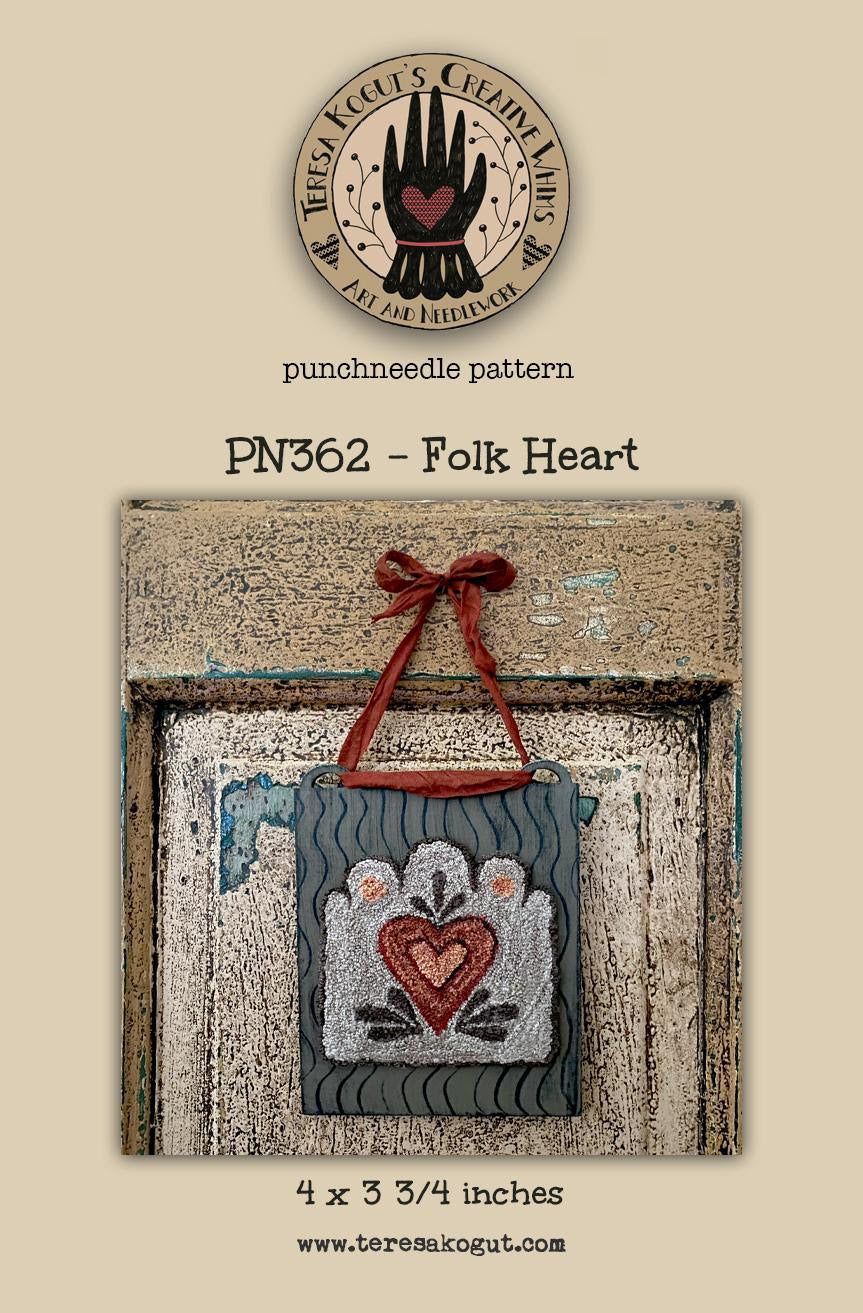 Pre-Order - Folk Heart Punch Needle by Teresa Kogut - Paper Pattern