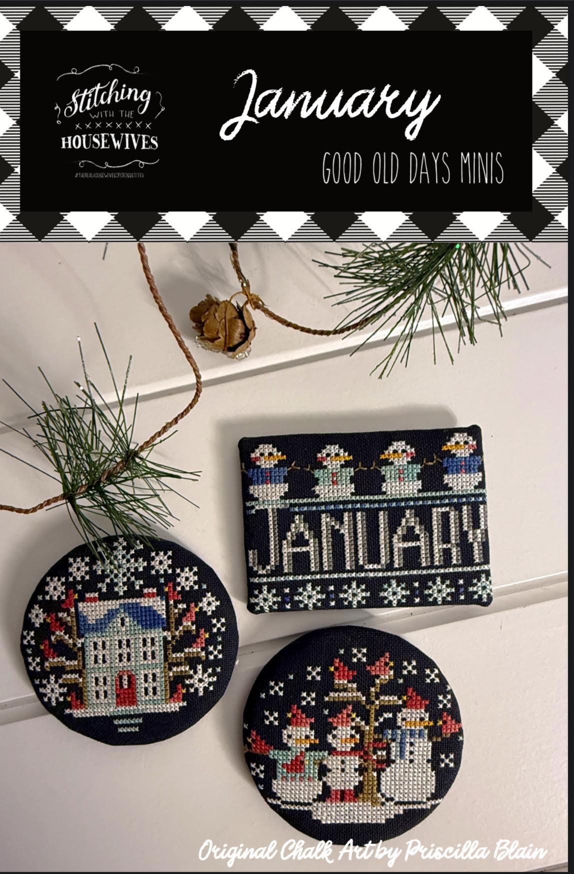 Good Old Days Minis: January Cross Stitch by Stitching With The Housewives - Paper Pattern
