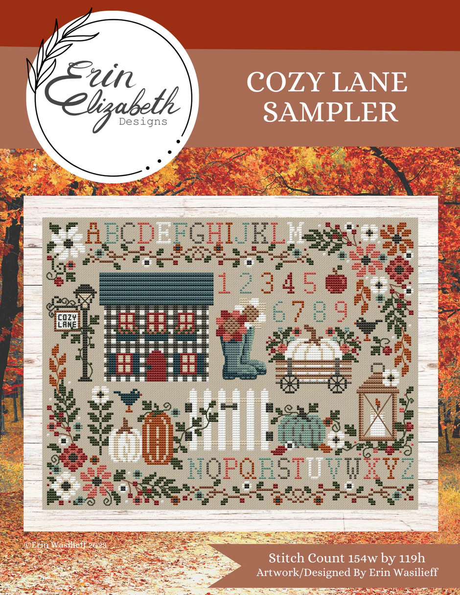 Cozy Lane Sampler Cross Stitch by Erin Elizabeth - Paper Pattern