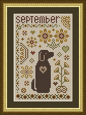 September Dog Cross Stitch by Happiness is Heartmade - Paper Pattern