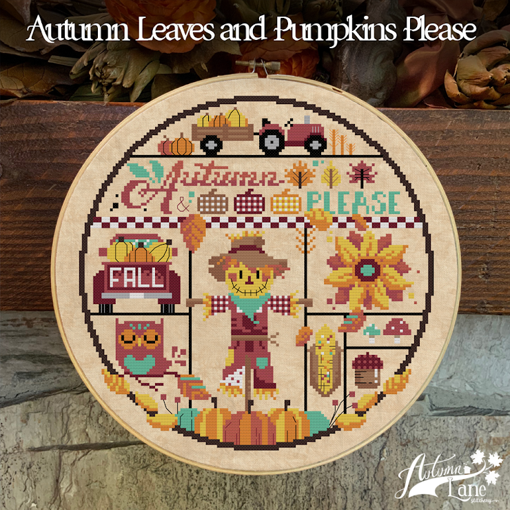 Autumn Leaves Pumpkins Please by Autumn Lane Stitchery - Paper Pattern