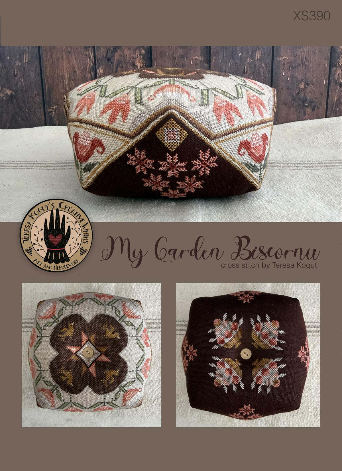 My Garden Biscornu Cross Stitch by Teresa Kogut - Paper Pattern