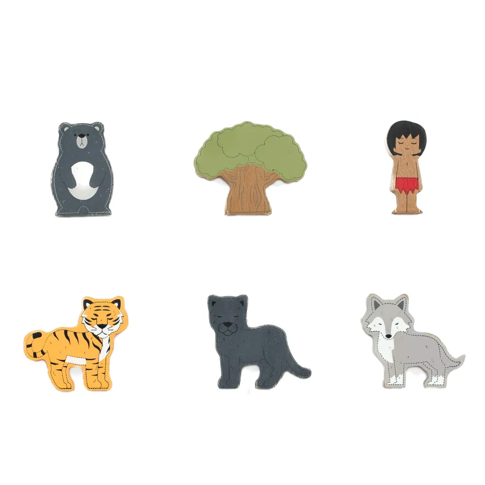Jungle | Woodland Story Book Collection | 2x2x.25 wood shapes set of 6 | 12099