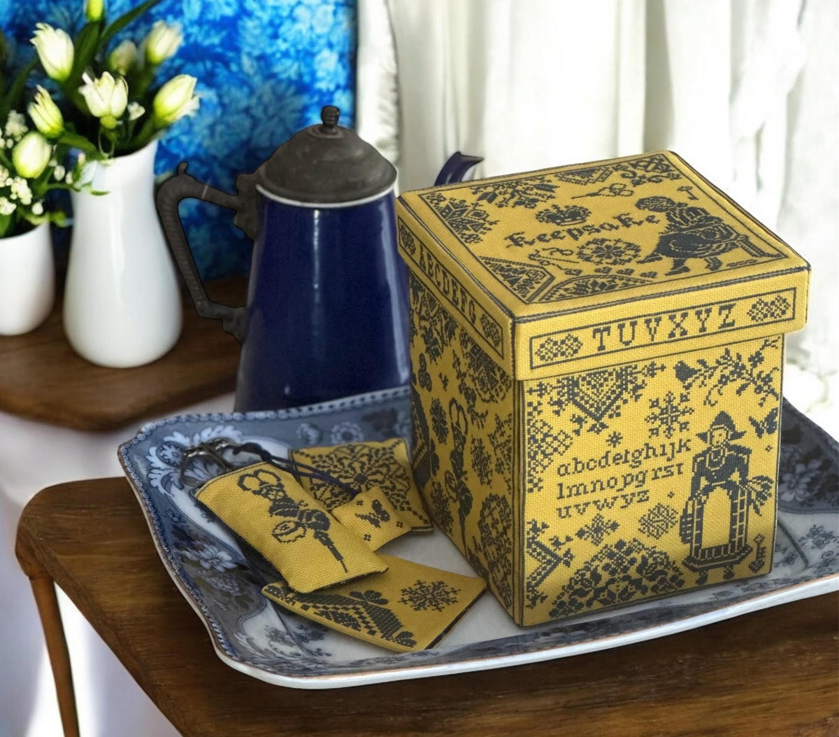 PRE-ORDER - Keepsake Box Set Cross Stitch by Twin Peak Primitives - Paper Pattern