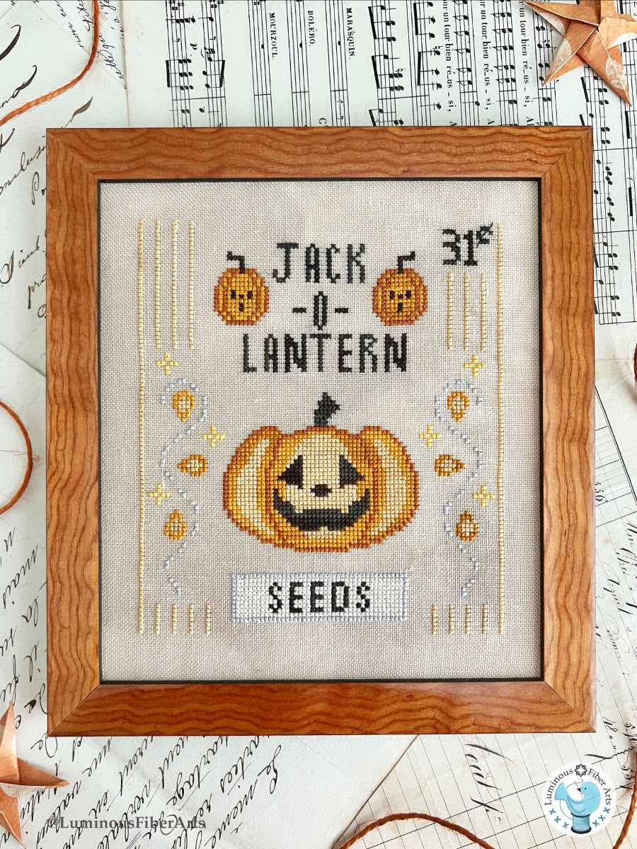 Jack-O-Lantern Seeds Cross Stitch by Luminous Fiber Arts - Paper Pattern