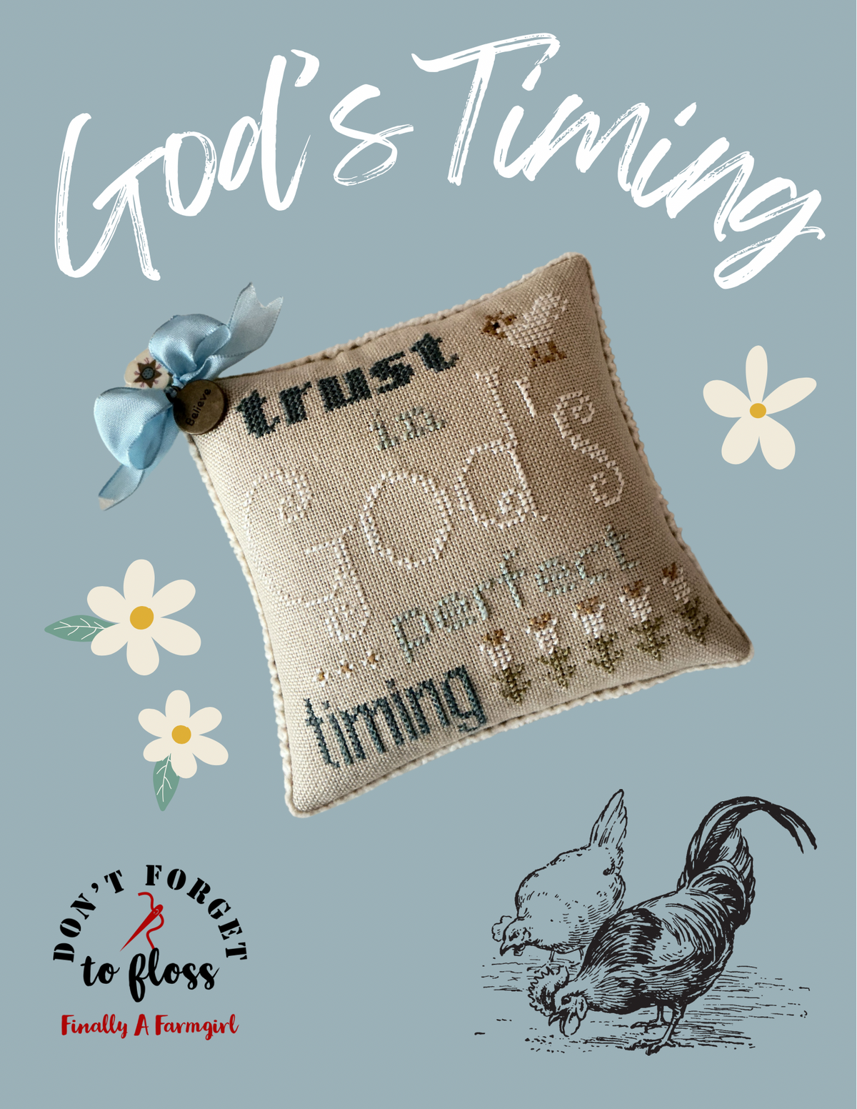 God&#39;s Timing Cross Stitch by Finally A Farmgirl - Paper Pattern