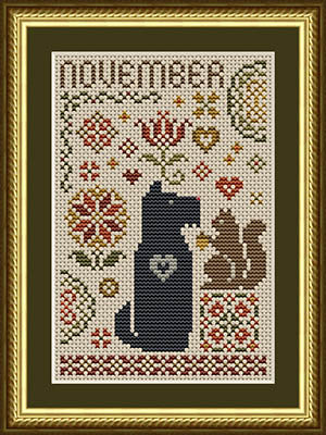 Scottie November Dog Cross Stitch by Happiness is Heartmade - Paper Pattern