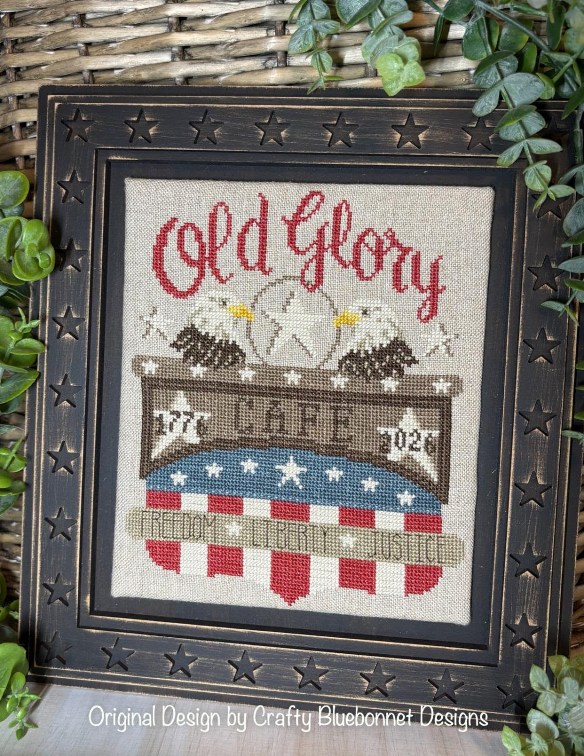 Old Glory Cafe Cross Stitch by Crafty Bluebonnet - Paper Pattern