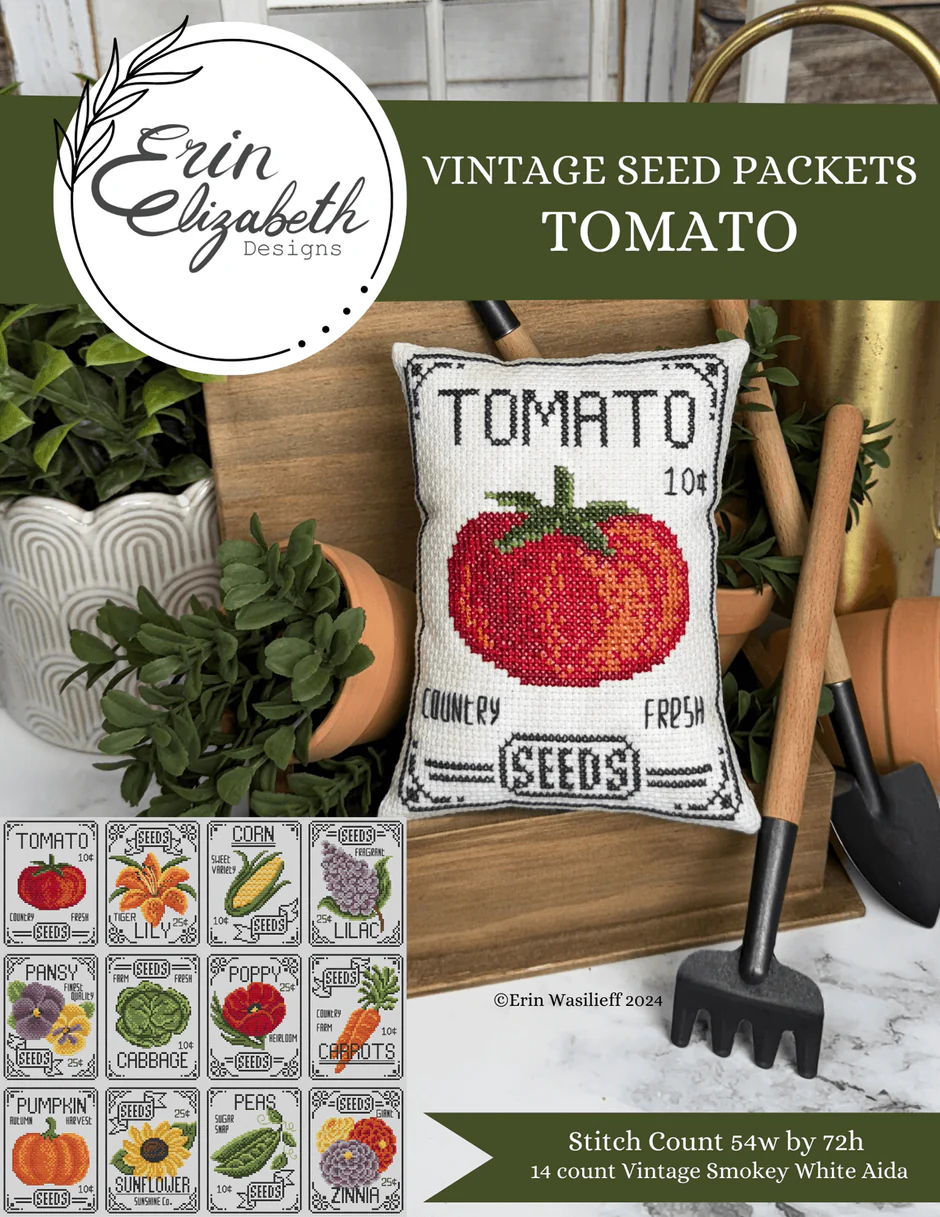 Vintage Seed Packets: Tomato Cross Stitch by Erin Elizabeth - Paper Pattern