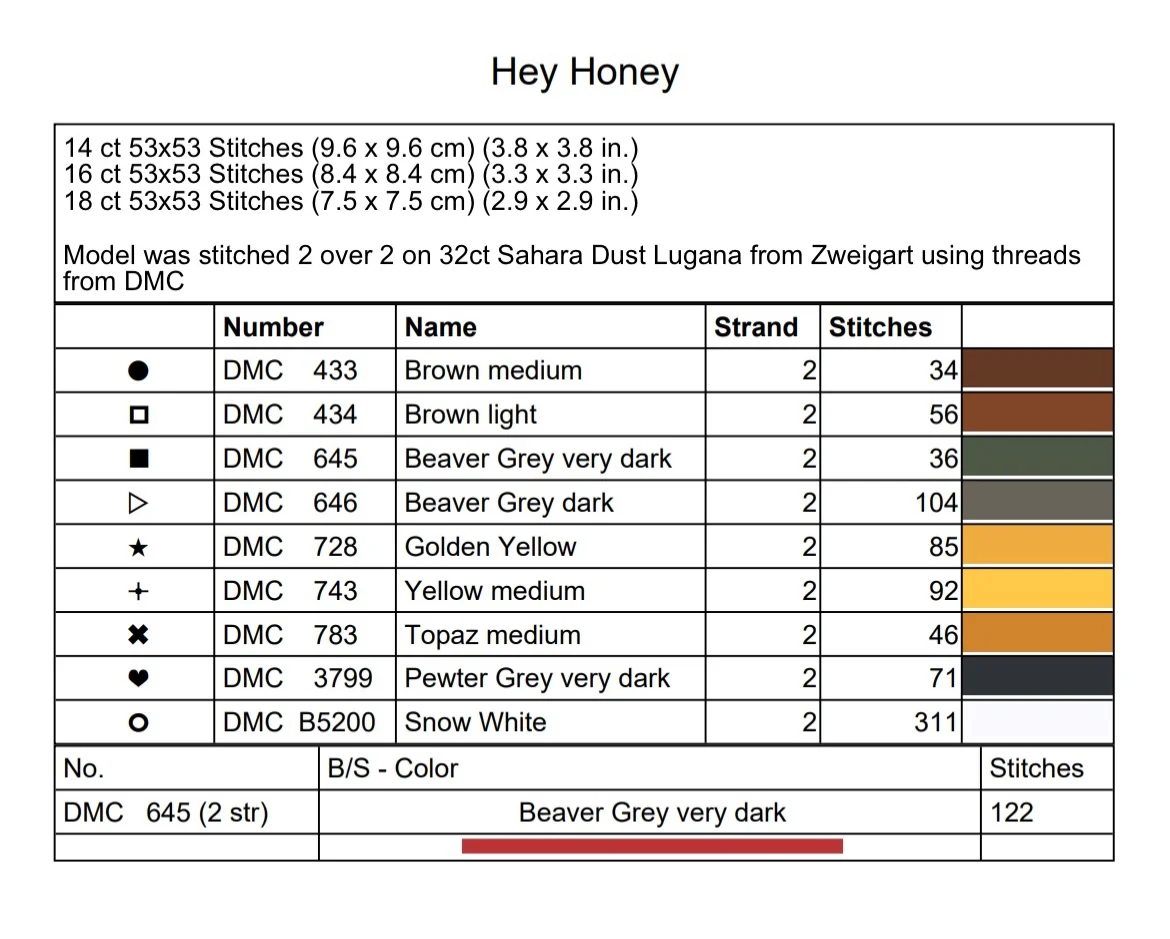 Hey Honey Cross Stitch by Dirty Annie's - Paper Pattern