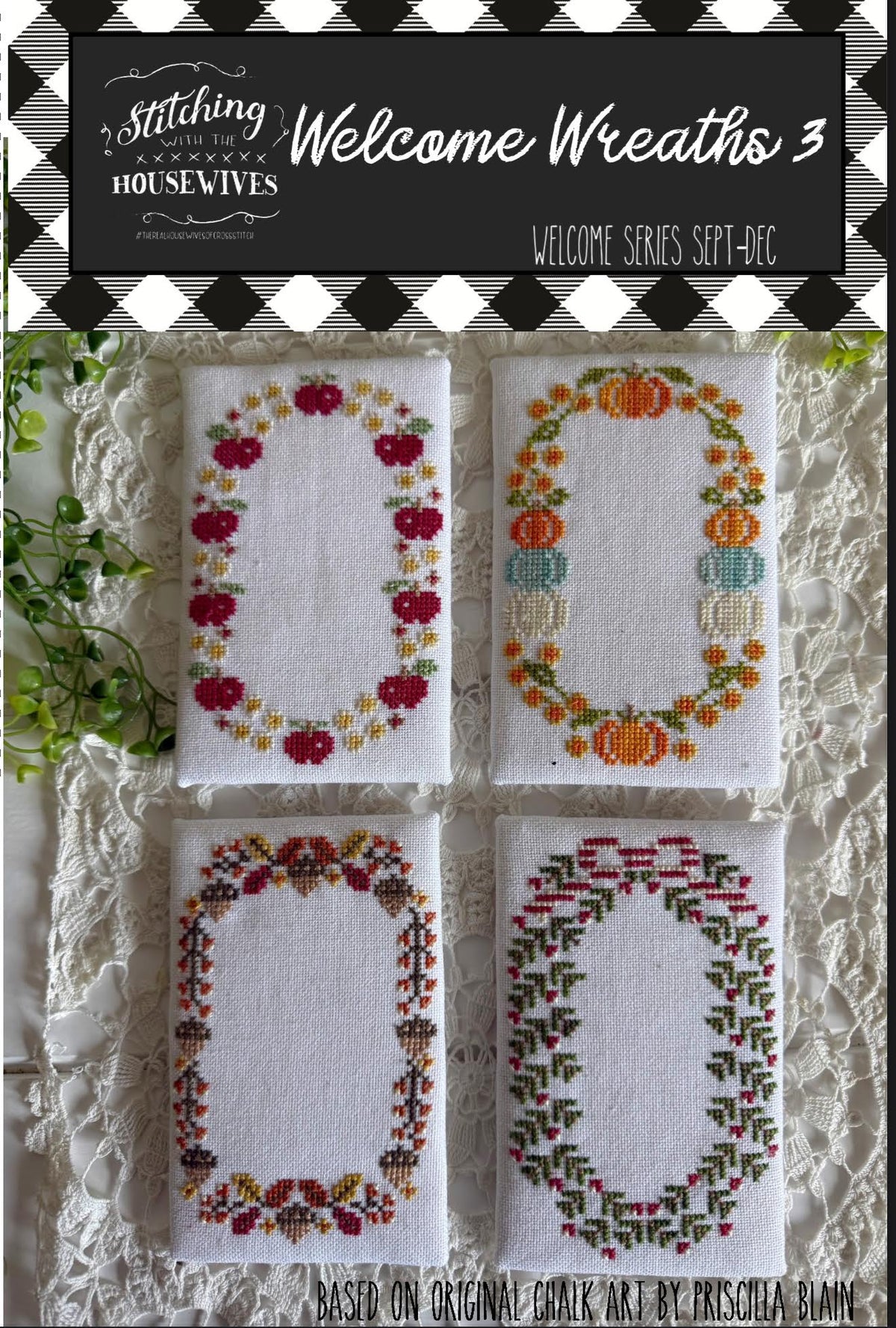 Welcome Wreaths #3 Cross Stitch by Stitching with the Housewives - Paper Pattern
