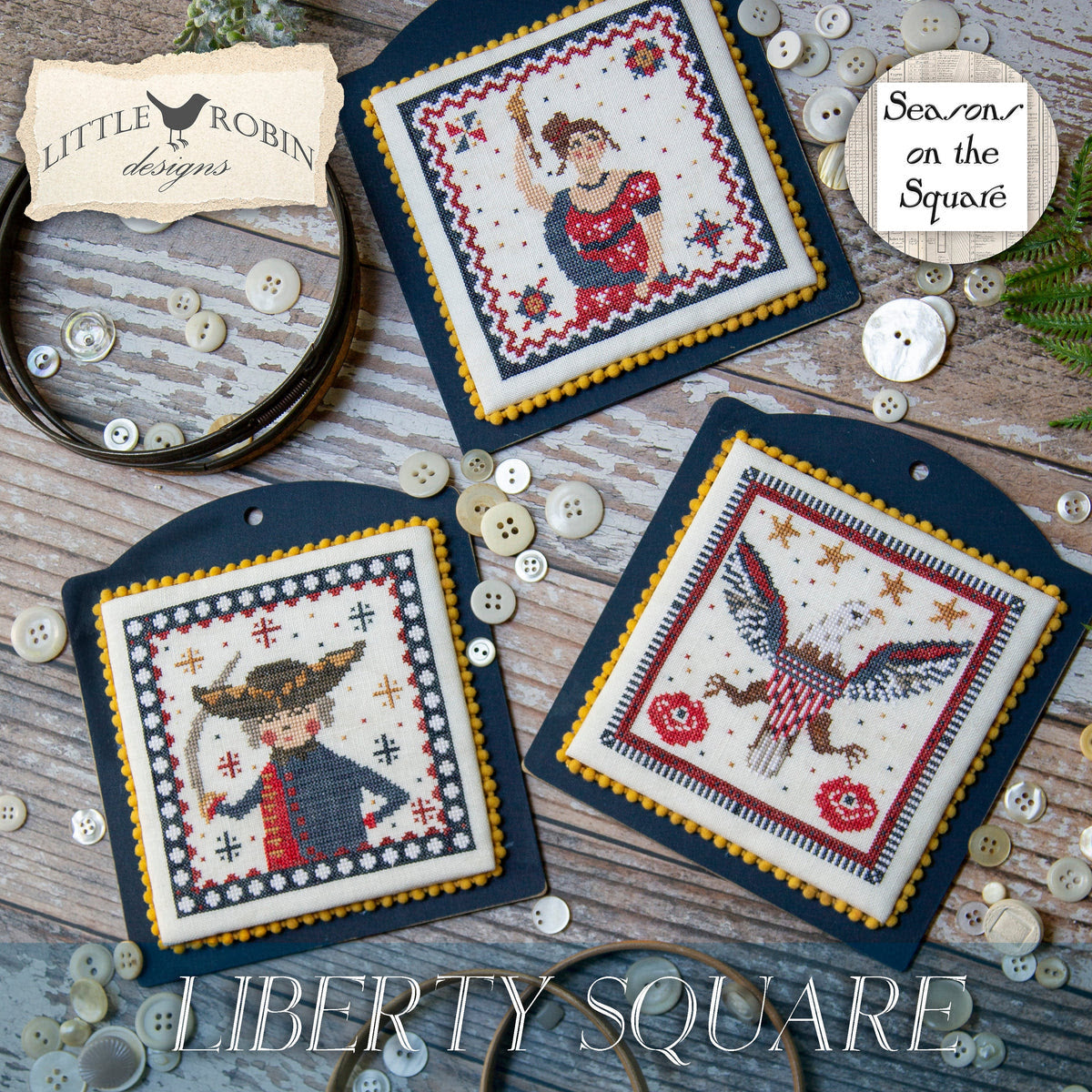 Seasons on the Square: Liberty Square Cross Stitch by Little Robin Designs - Paper Pattern