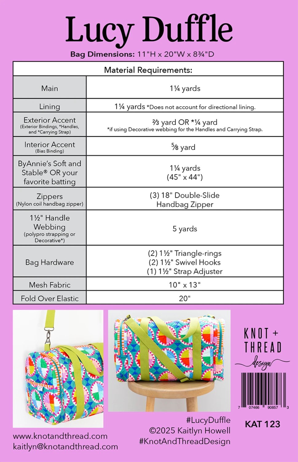 Lucy Duffle Quilt Pattern by Knot + Thread Designs - Paper Pattern