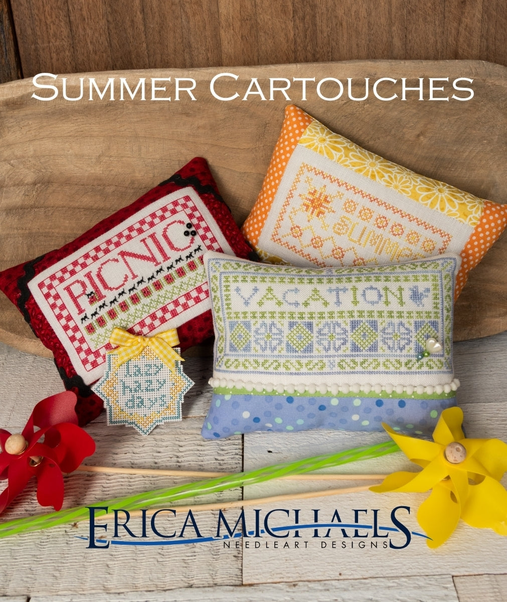 Summer Cartouches Cross Stitch by Erica Michaels - Paper Pattern